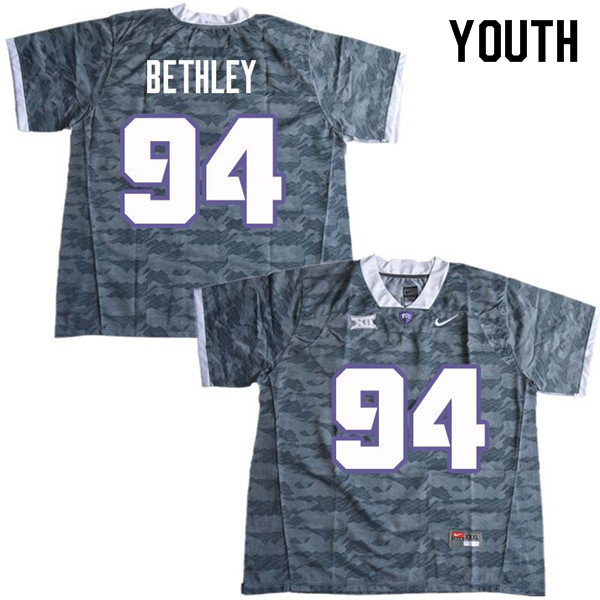 Youth #94 Corey Bethley TCU Horned Frogs College Football Jerseys Sale-Gray - Click Image to Close